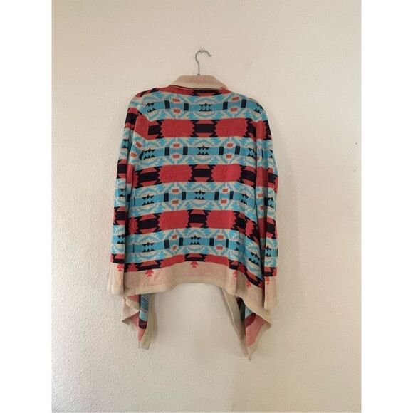 Mohair wool southwestern Aztec print‎ open cascade cardigan size small - Picture 2 of 5